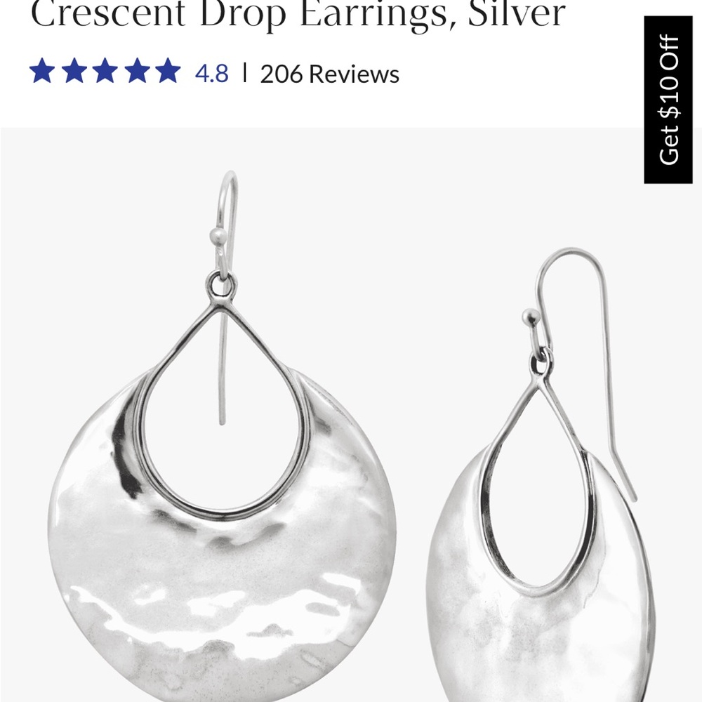 Silver Crescent Drop Earrings, new with box